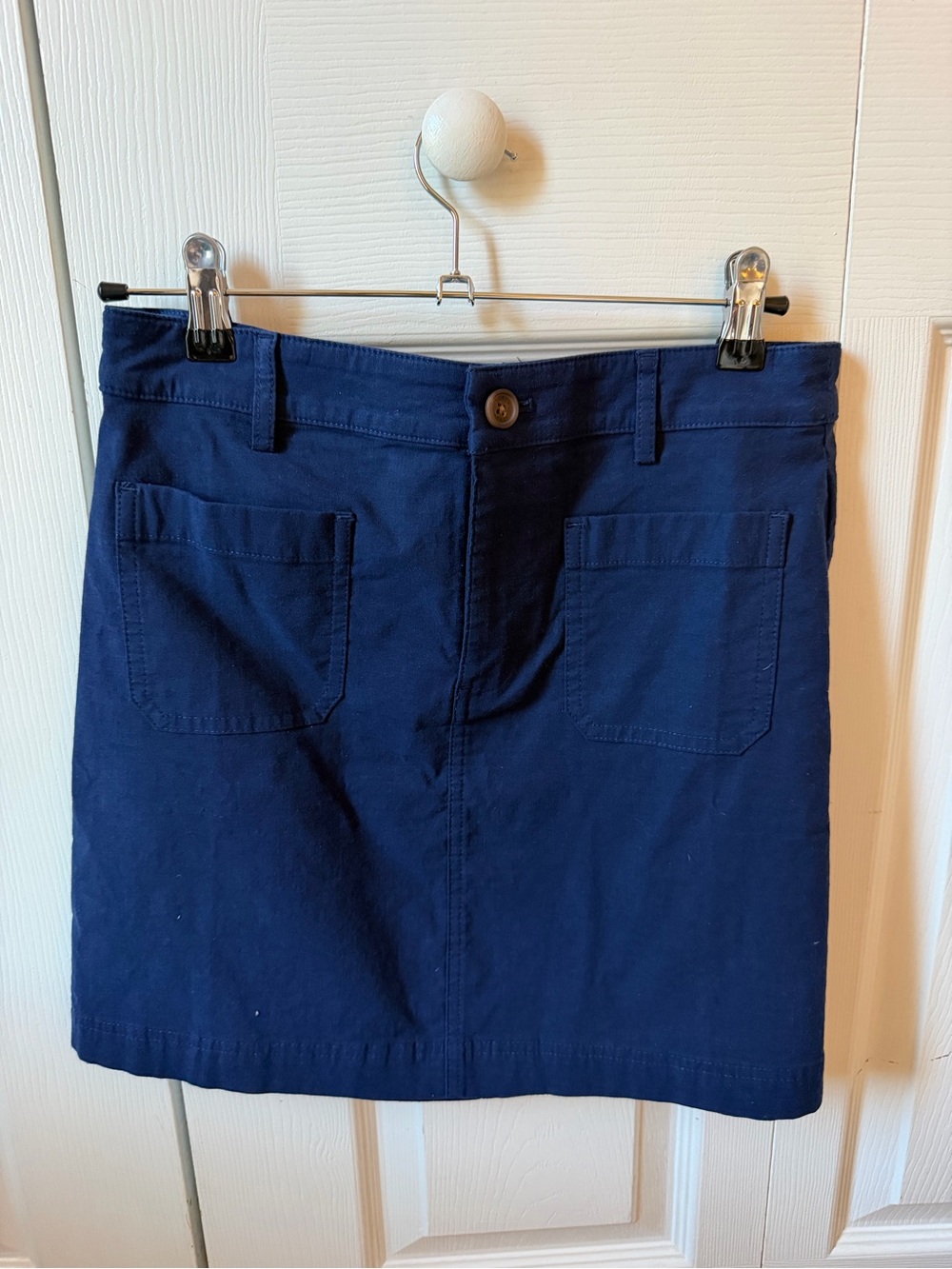 J. Crew Navy Cotton Mini Skirt with Front Pockets